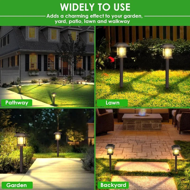 Solar Pathway Lights Outdoor LED Waterproof Solar Lights Landscape Lighting for Garden Walkway Path Yard Lawn Decor Warm White