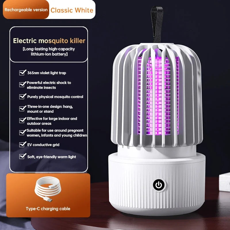 Lenovo New Mosquito Killer Lamp Blue UV Light Attract Electric Shock 2-in-1 Bug Zapper 1200mAh Rechargeable For Patio Travel New
