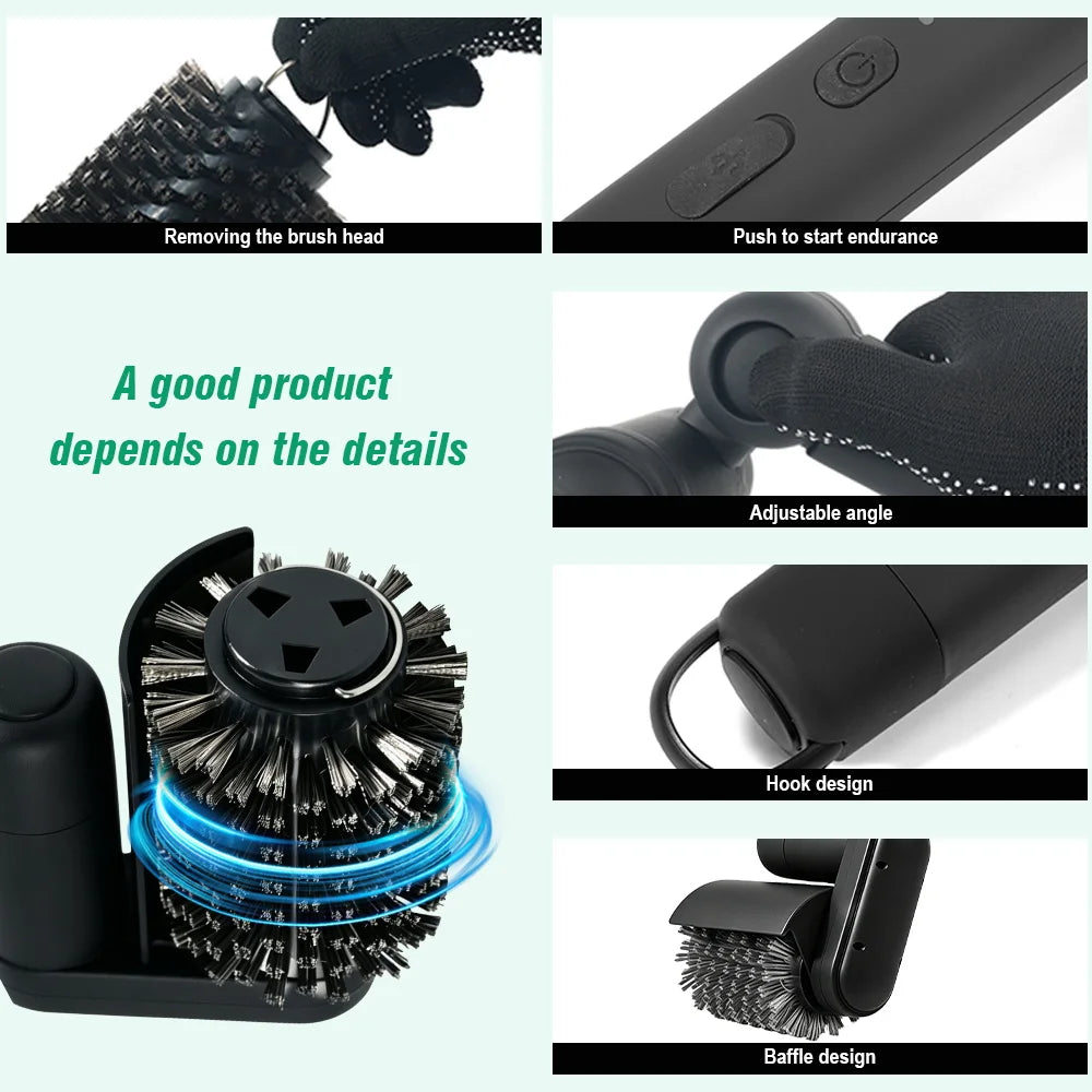 Electric BBQ Cleaner Brush with Replaceable Heads Stainless Steel Grill BrushHead for Outdoor Grilling and Kitchen Cleaning