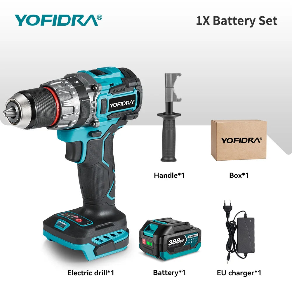 YOFIDRA 700N.M Borstelloze elektrische klopboormachine Accuschroevendraaier voor metaalplaten, grond en houtbewerking Elektrisch gereedschap geschikt voor Makita-accu's