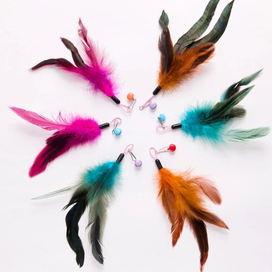 3pcs Mix Feather Replacement Head Cat Teaser Stick Pet Cat Toy