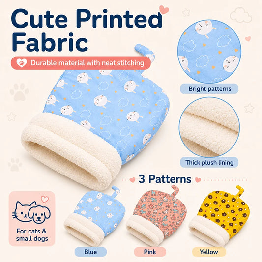 Cat Bed with Soft Fuzzy Lining Semi-Enclosed Winter Cave for Cats Small Dogs Semi-Enclosed Winter Sleeping Kitten Bed