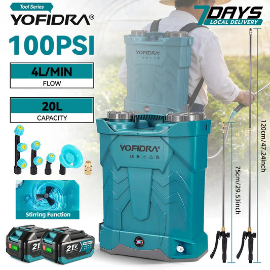 YOFIDRA 20L Electric Sprayer Cordless High Capacity Yard Lawn Spraying Irrigation Backpack Sprayer Tools for Makita Battery Pin