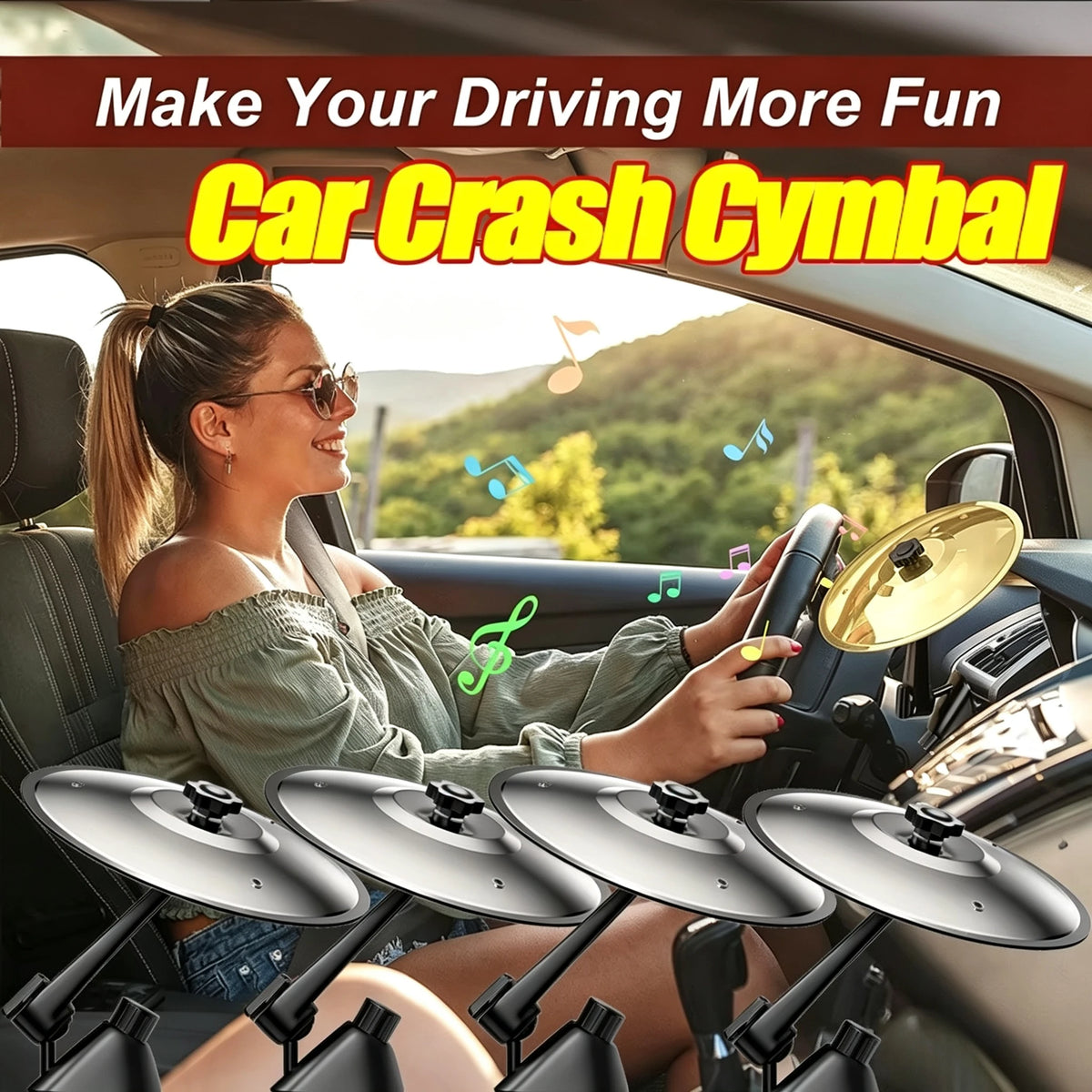 1/2P Cars Crash Cymbal Air Vent Mini Drum Car Hand-shooting Cymbals Car Drum Cymbal Air Vent Musical Instrument For Car Interior