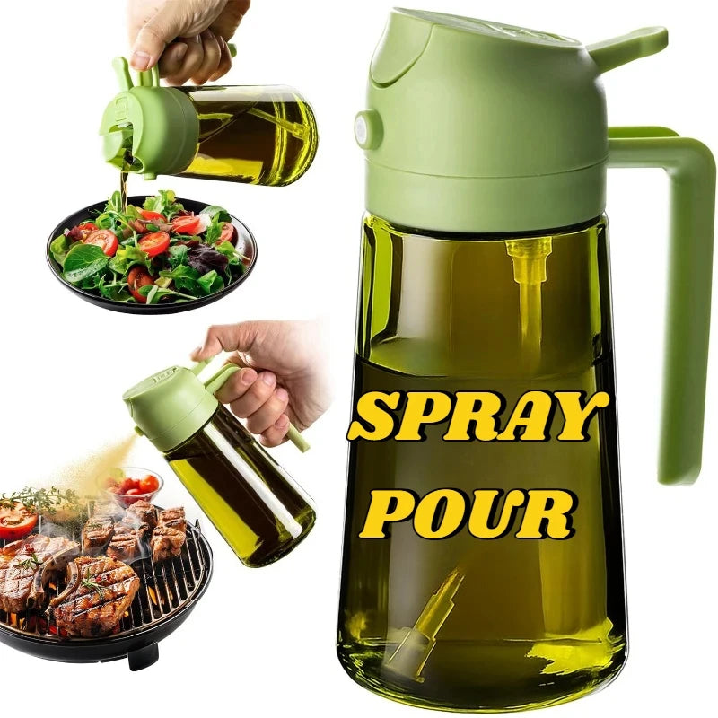 Oil Sprayer for Cooking Oil Spray Bottle 2-in-1 Olive Oil Dispenser Sprayer Kitchen Items and Accessories Camping Tool Spice Jar