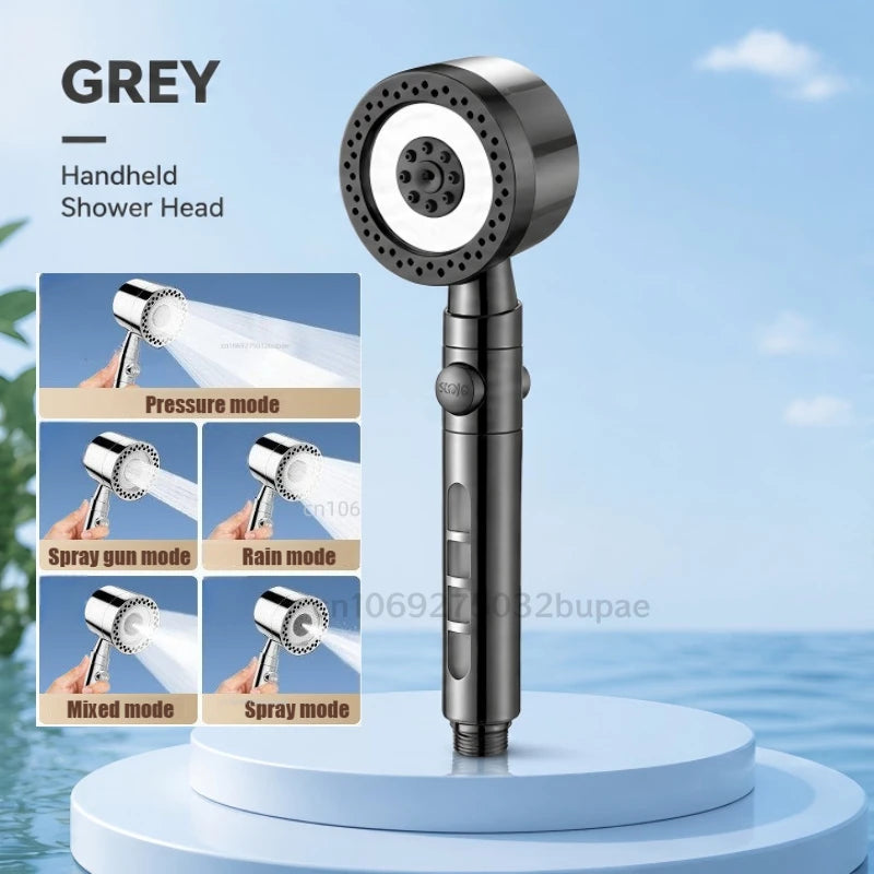 High Pressure Shower Head with Filter 3 Spray Modes Adjustable Large Flow One-Click Stop Water Saving Showerhead for Bathroom
