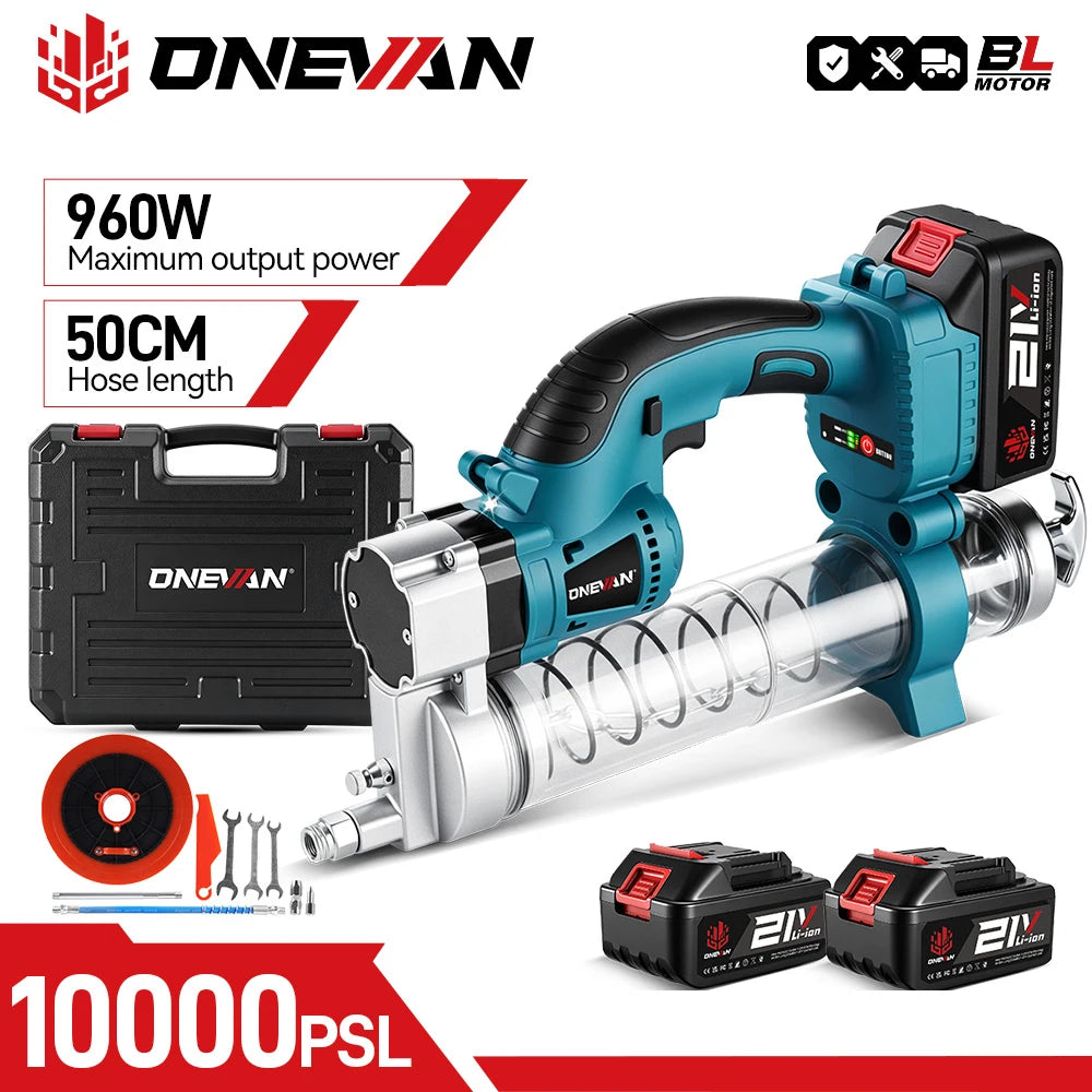 ONEVAN 69Mpa 10000PSL Electric Grease Gun Oil Injector Fat Machine Electric Grease Gun Hardware Tools For Makita 18V Battery Pin