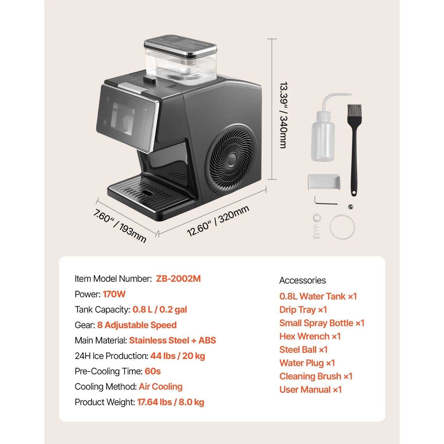 SucceBuy Snowflake Ice Machine, 44LBS/24H Snowflake Ice Maker, Ice-Shaver Machine with Stainless Steel Blade, Electric Snow Cone