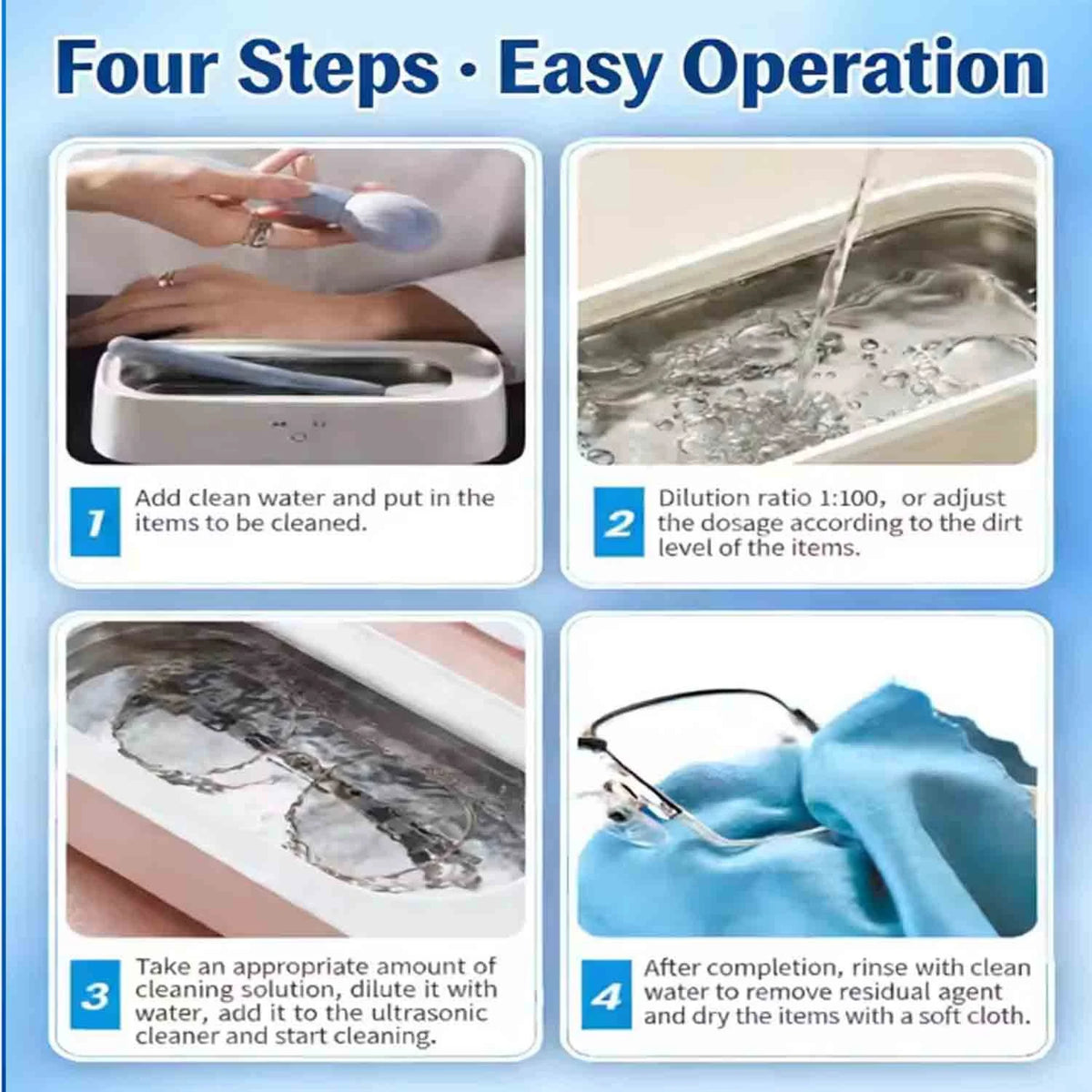 Jewelry Cleaner  Ultrasonic Cleaning Solution – Eco-Friendly Formula Restores Sparkle to Jewelry, Diamonds, Eyewear & More