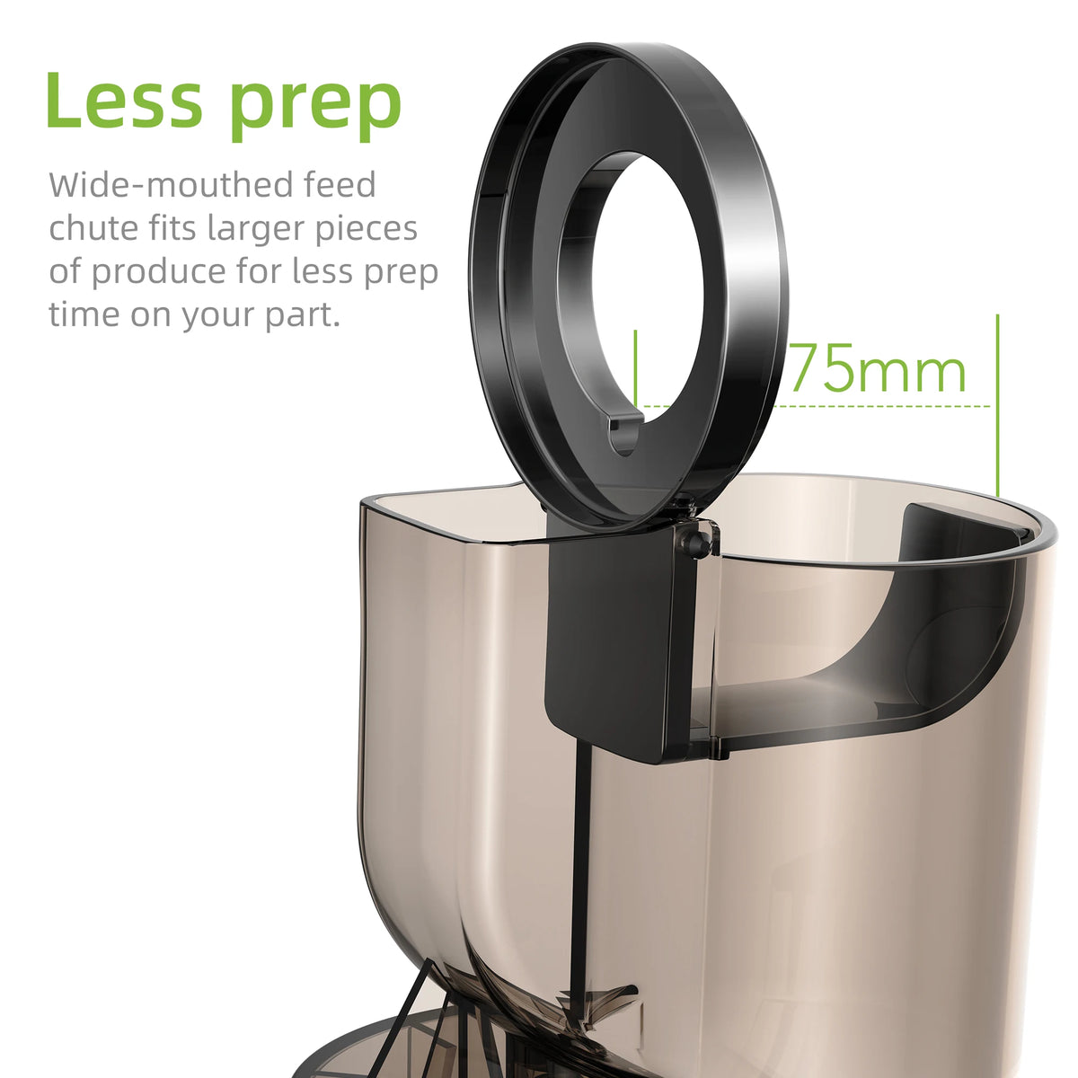 BioloMix Cold Press Juicer 200W Slow Masticating Extractor with 75mm Wide Feed Chute for Whole Fruits and Leafy Greens