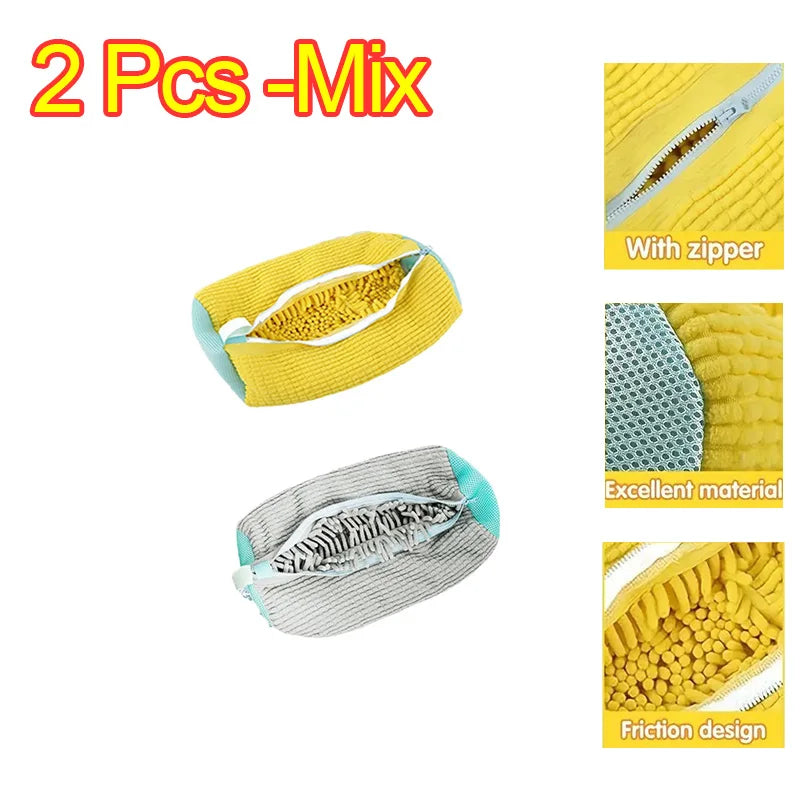 1-6PCS Shoe Washing Bag Washing Machine Laundry Bags with Zipper Closure Shoes Cleaning Bag Shoes Laundry Fluffy Fibers Sneaker