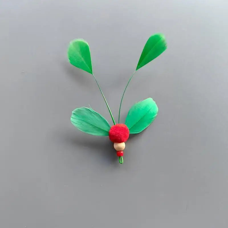 Lot de 2/4 jouets pour chat en forme d'insecte artificiel avec plumes, couleurs aléatoires, têtes de rechange pour canne à pêche, accessoires pour jouets pour animaux