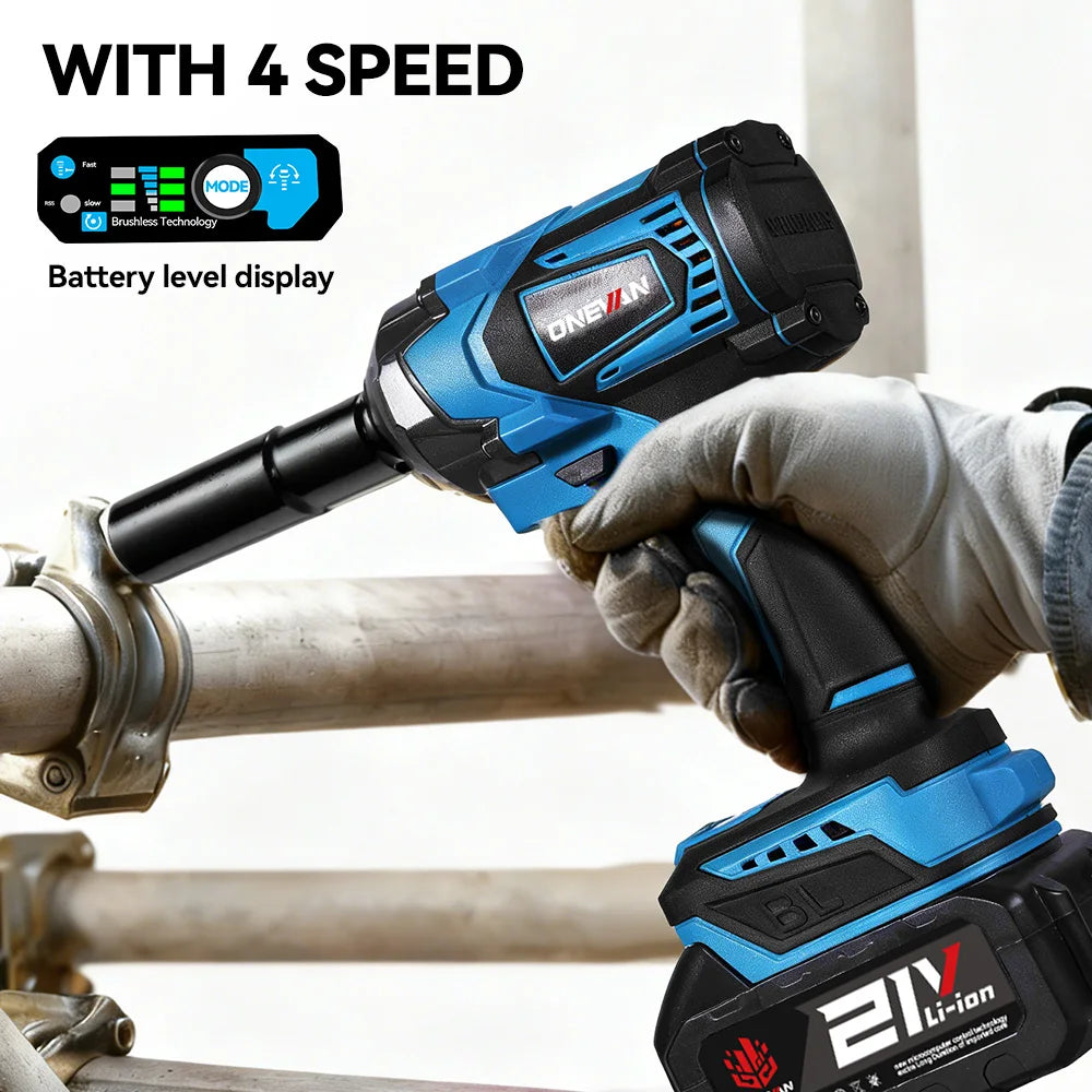 ONEVAN 1200N.M Koppel Borstelloze Elektrische Slagsleutel 1/2 Inch Schroevendraaier Dopsleutel Elektrisch Gereedschap voor Makita 18V Accu Pin