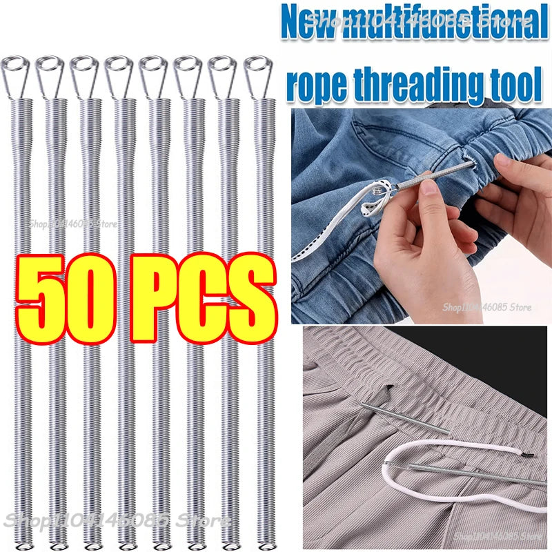 Multipurpose Rope Threading Tool DIY Bendable Spring Drawstring Threader Clip Sewing Needle for Pulling Ropes Elastic Band Craft