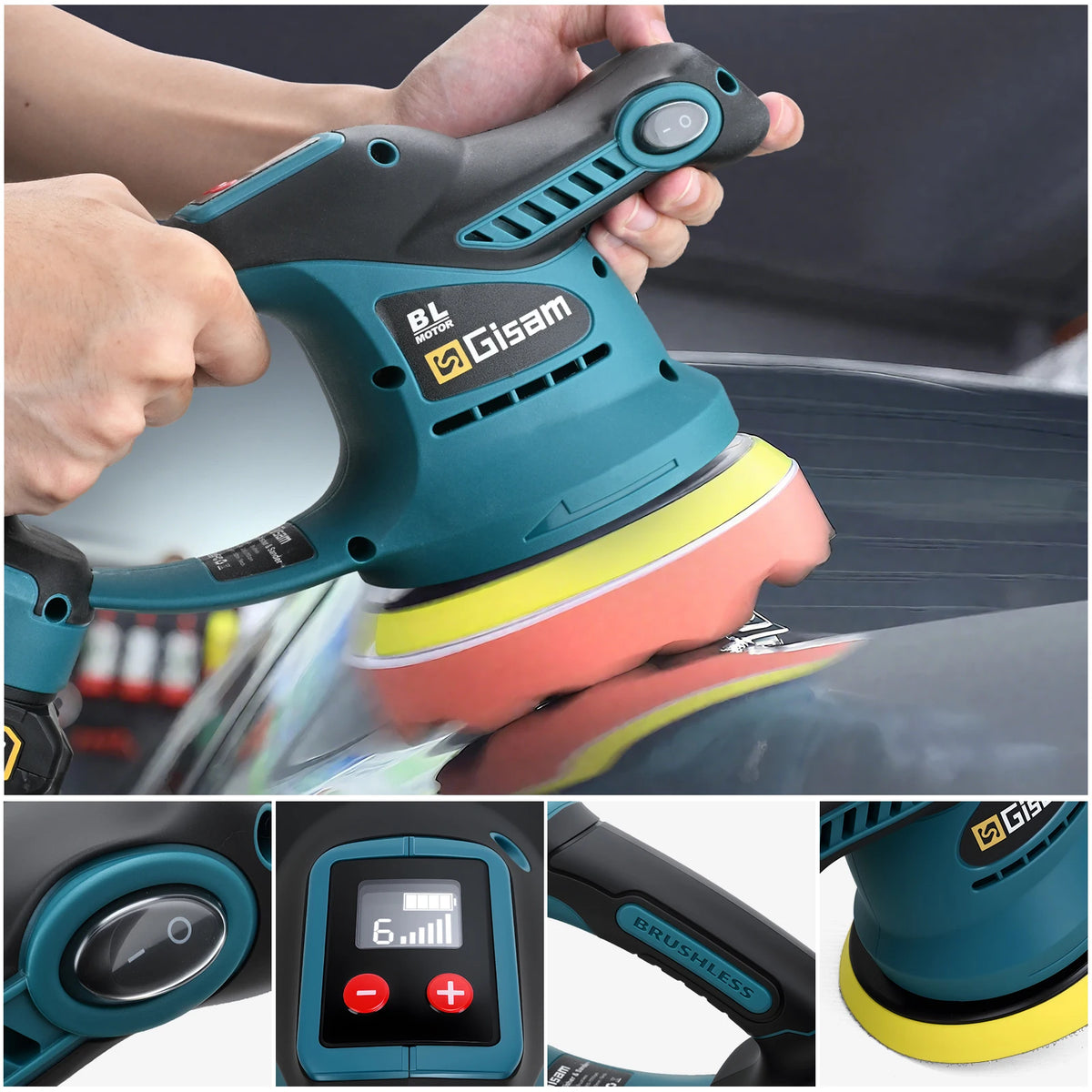 Gisam Borstelloze Autopolijstmachine 6 Versnellingen Draadloze Elektrische Polijstmachine Auto Wax- en Polijstmachine voor Makita 18V Accu