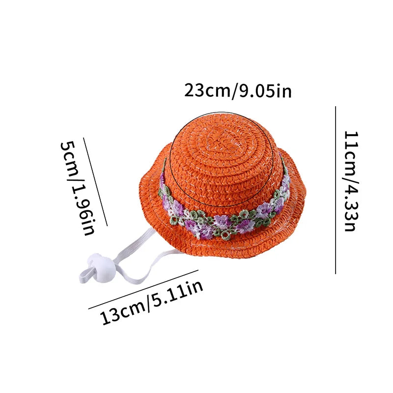 Cute Pet Straw Hat for Cats Small Dogs Adjustable Cat Princess Hat Summer Puppy Sun Hat Outdoor Cute Kitten Headwear Pet Supply