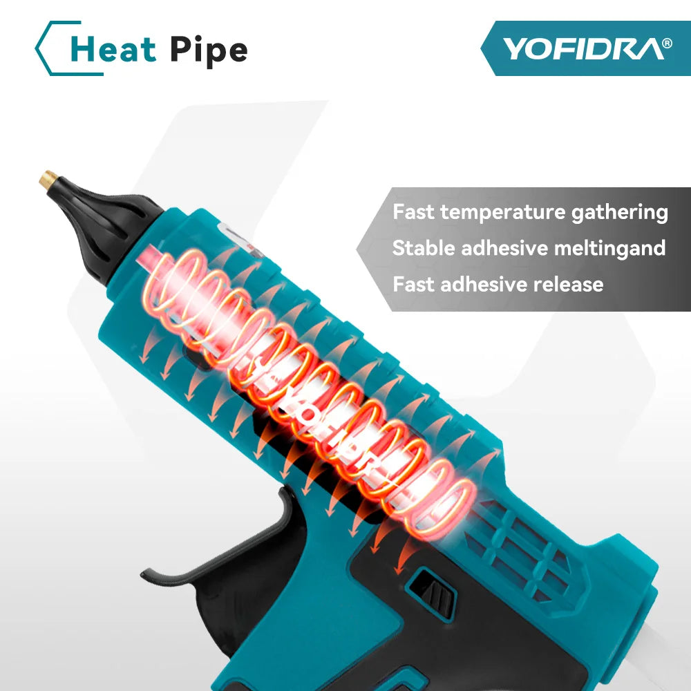 YOFIDRA 260° Hetelijmpistool 100W Elektrisch Mini Lijmpistool voor Hoge Temperaturen Thermisch Reparatiegereedschap voor Makita 18-21V Accu
