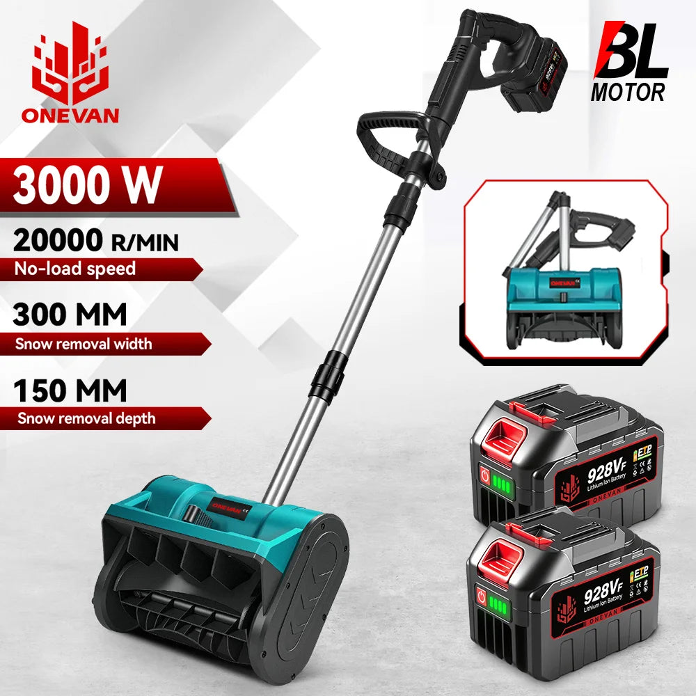 ONEVAN 20000RPM Brushless Electric Snowplow Cordless Snow Shovel Snow Sweeper Courtyard Street For Makita 18V Battery Pin