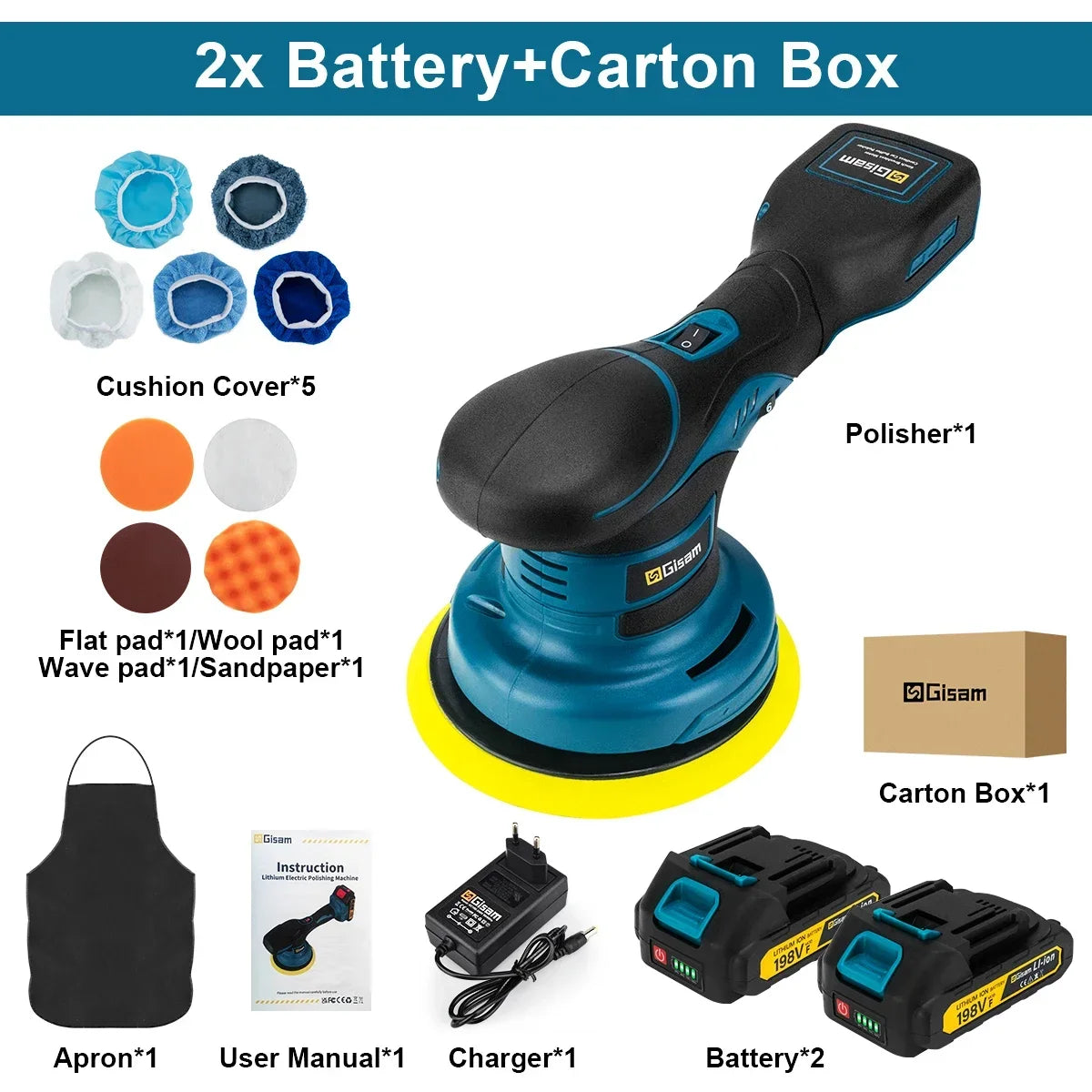 Gisam Brushelss Car Polisher 6 Gears Cordless Electric Polishing Machine Metal Waxing Wood Grinding For Maktita 18v Battery Pin