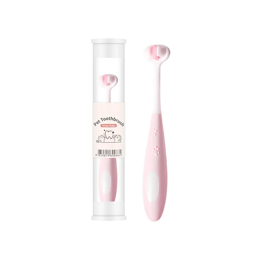 Pet Toothbrush 360 Degree 3-Sided Brush Head Cleans Gentle On Gums And Teeth Dog Cat Toothbrush Toothpaste Set