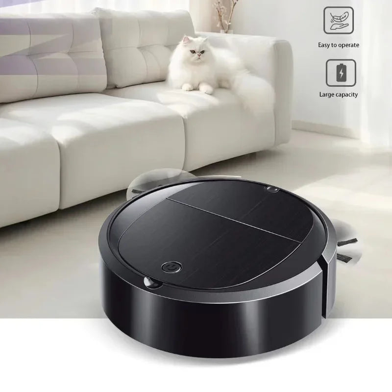Automatische robotstofzuiger met lange batterijduur, draagbare mini-huishoudstofzuiger, USB-oplaadbaar, 3-in-1 nat en droog veegapparaat