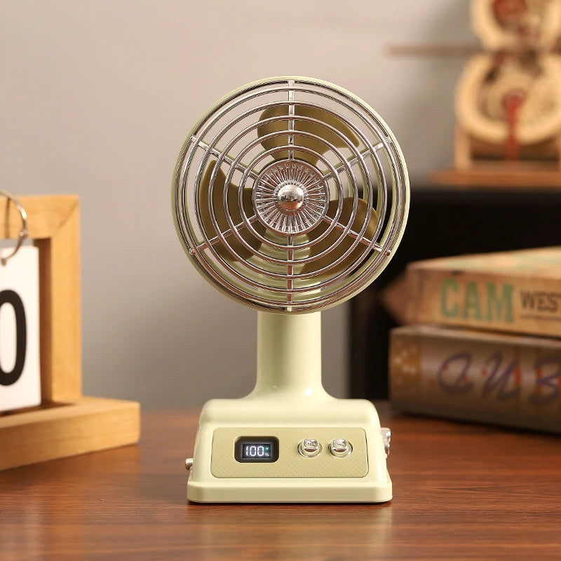 Nouveau ventilateur de bureau Lenovo, ventilateur rétro compact rechargeable par USB avec affichage numérique à 100 vitesses pour l'été