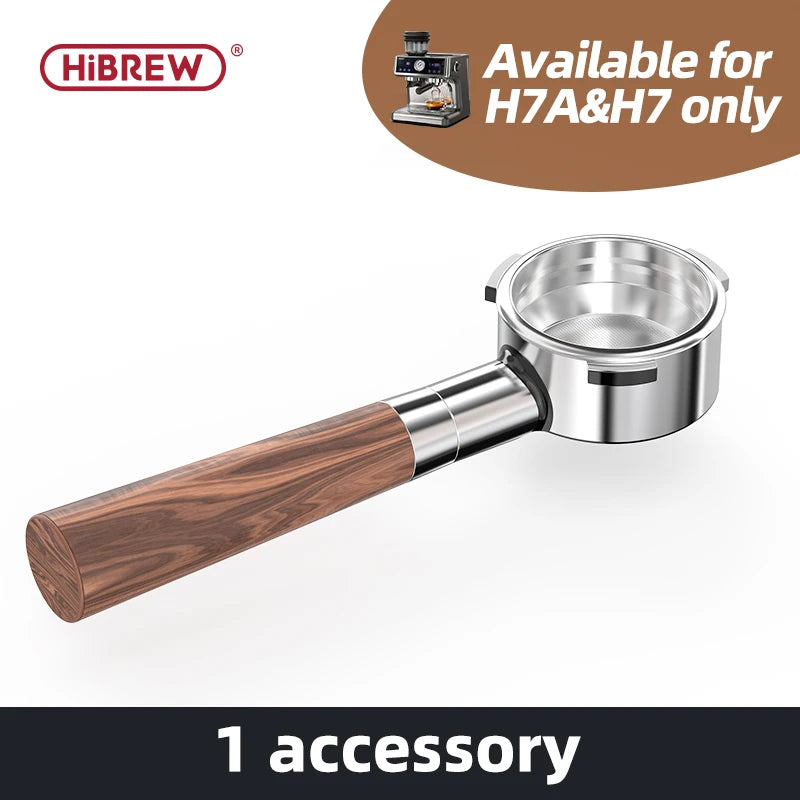 HiBREW H7A & H7 Espresso Barista Pro 58mm Bottomless Coffee Powder Handle Portafilter 304 Stainless Steel Tmaper Distributor