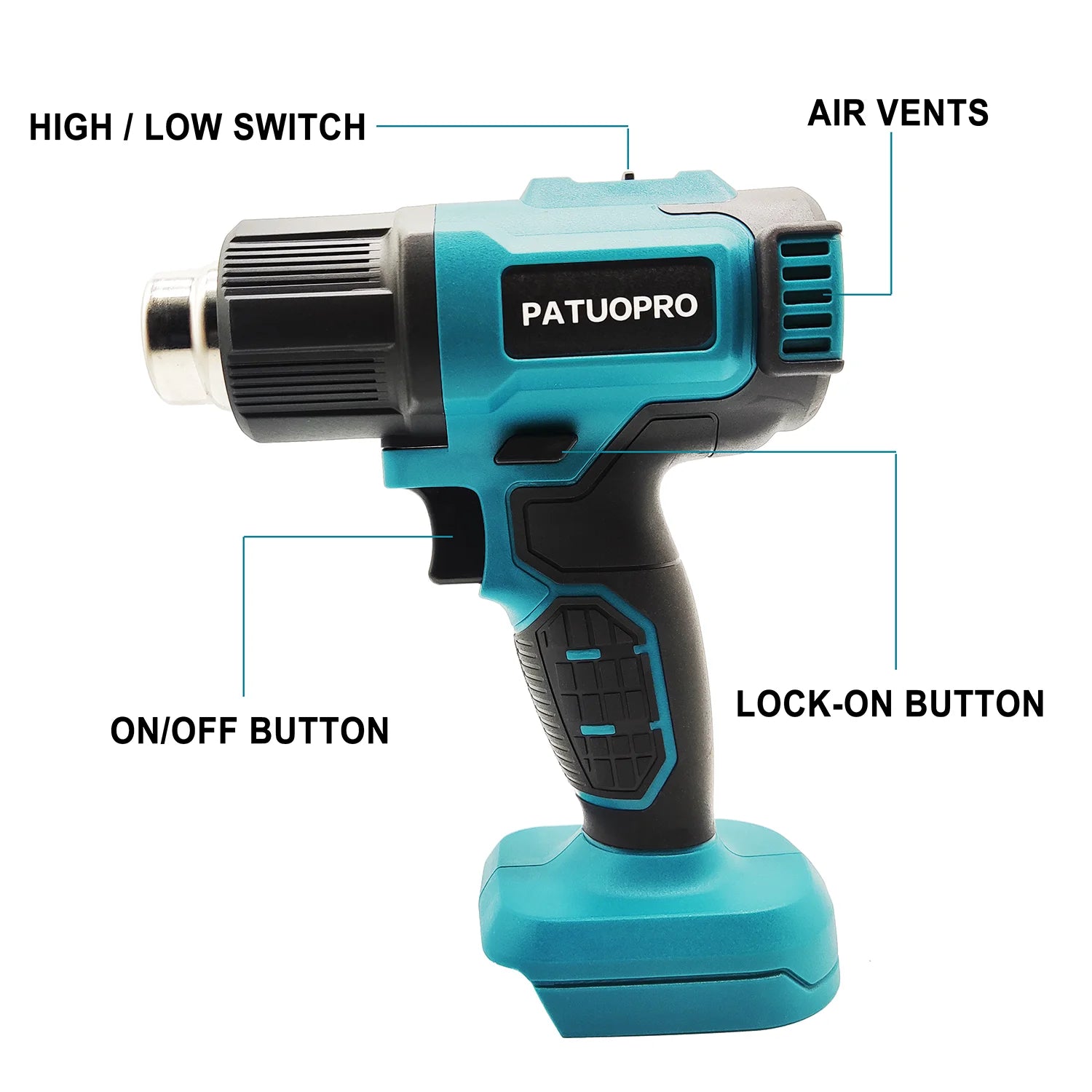 Cordless Heat Gun - Adjustable Handheld Electric Hot Air Gun Industrial Fit for Makita 18V Battery (No Battery Included) - Quality Shopping Centre