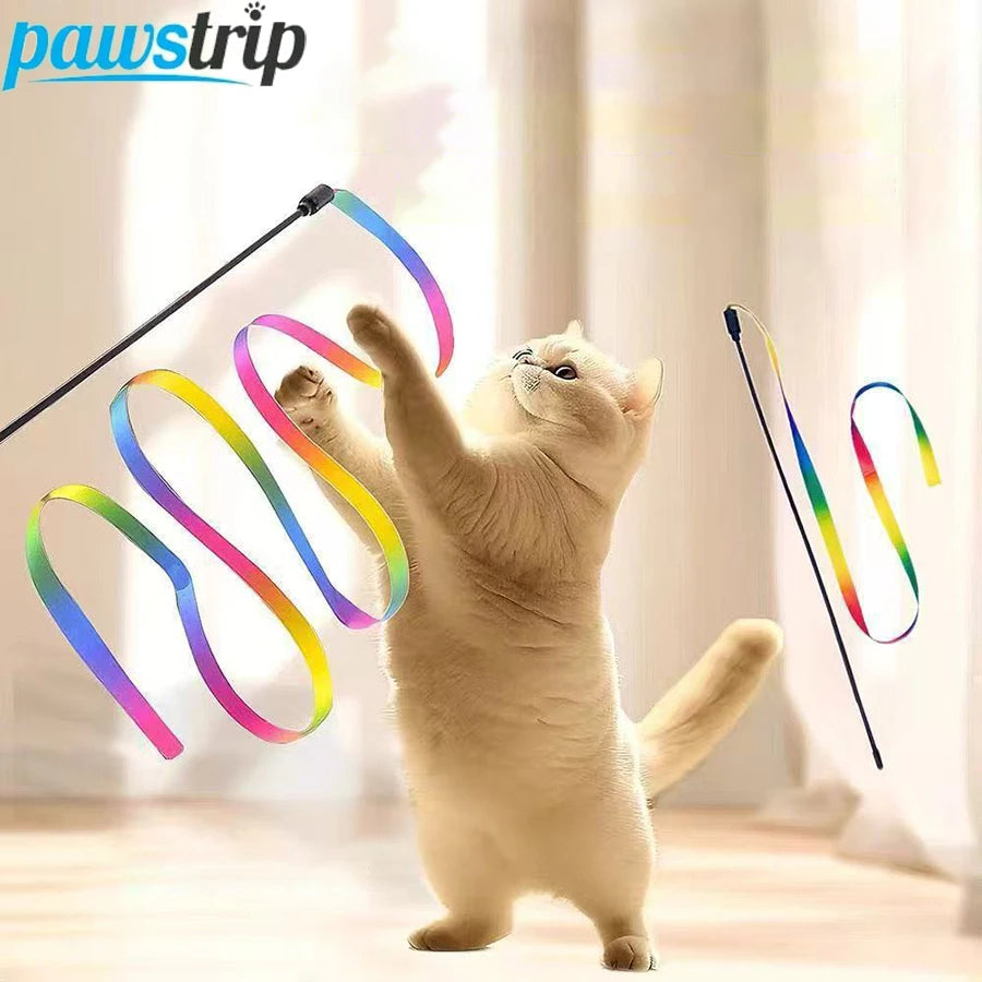 3/5 PCs Interactive Cat Teaser Wand Toy Colorful Cat Stick toys Pet Boredom Relief Toys for Cats Kitten Teaser Toy Pet Supplies