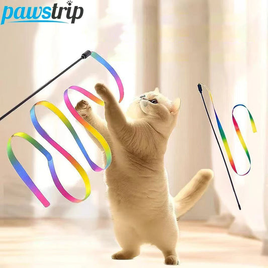 3/5 PCs Interactive Cat Teaser Wand Toy Colorful Cat Stick toys Pet Boredom Relief Toys for Cats Kitten Teaser Toy Pet Supplies