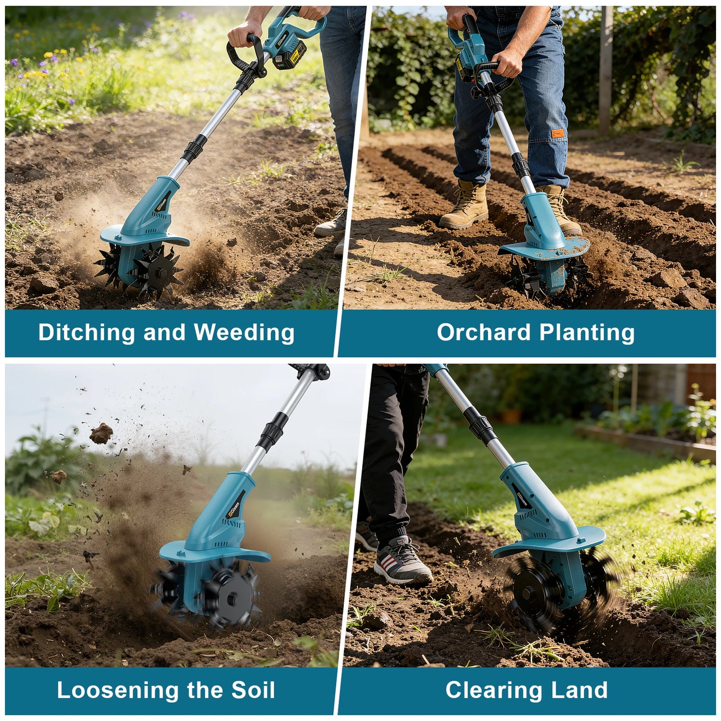 Gisam Brushless Electric Garden Tiller Lawn Mower Rototiller For Soil Cultivation Garden Power Tool For Makita 18v Battery Pin