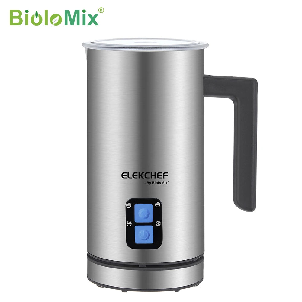 BioloMix Automatische Melkopschuimer & Verwarmer – 4-in-1 Koffieopschuimer voor Warm/Koud Schuim, Latte & Cappuccino