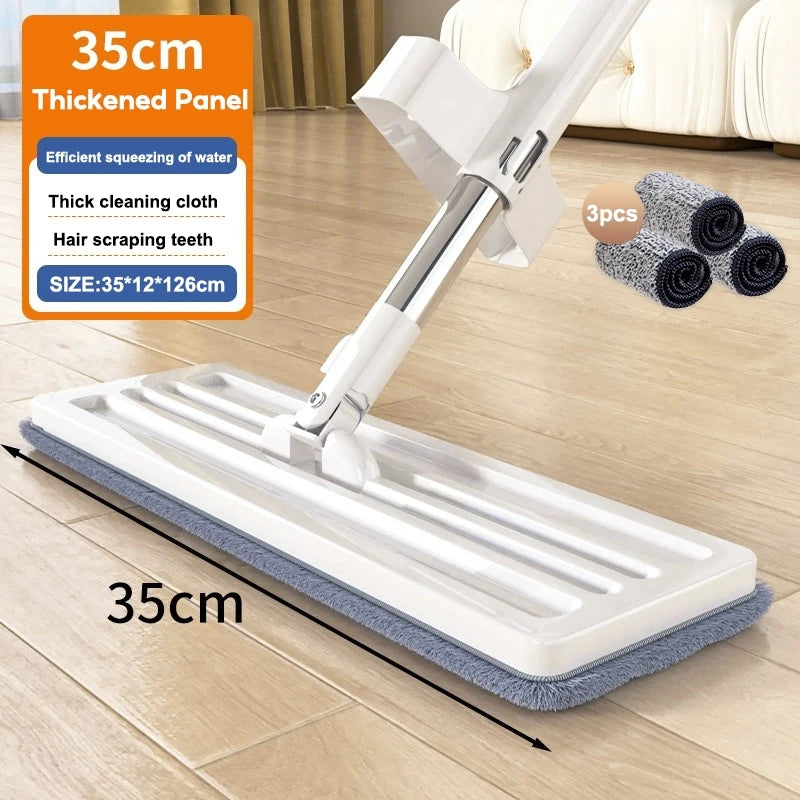 360° Rotation Floor Mop Hand-Free Wash Lazy Mop With Squeezer Wet Dry Dual-Use Flat -Washable Mop Head Replacement