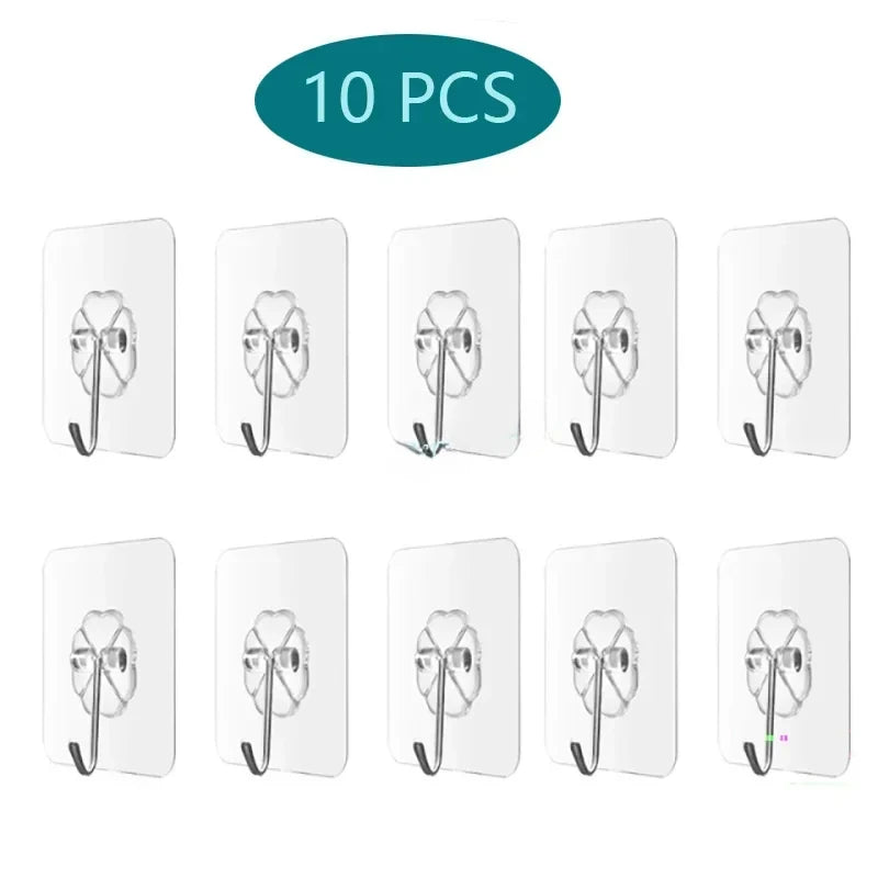 Transparent Self Adhesive Wall Hooks Hangers Key Holder Towel Holder Bathroom Organizer Rack Kitchen Strong Adhesive Wall Hooks