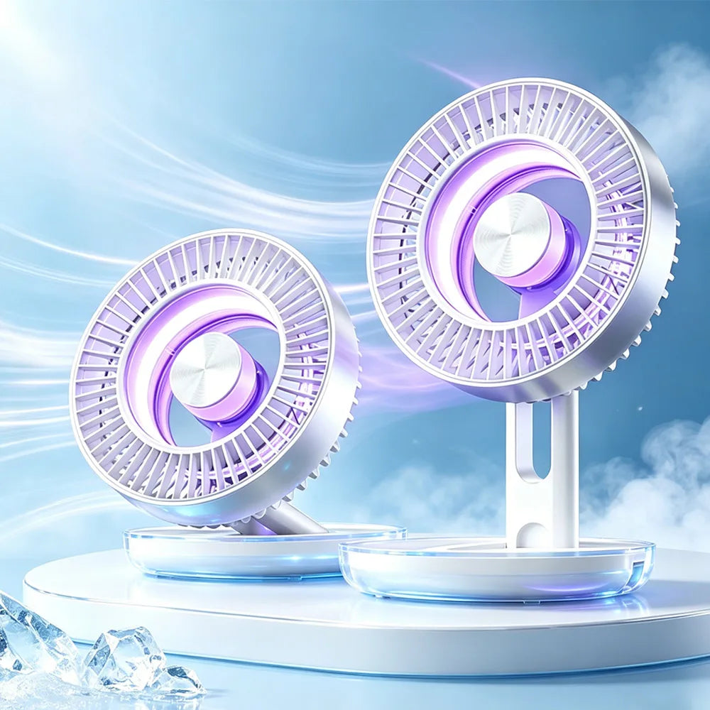 Foldable Desk Fan High-Speed Levitation Circulation Fan With 5-Speed Adjustment LED Ambient Light Foldable Electric fan Type-C