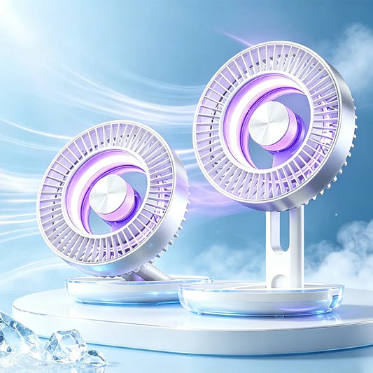 Foldable Desk Fan High-Speed Levitation Circulation Fan With 5-Speed Adjustment LED Ambient Light Foldable Electric fan Type-C