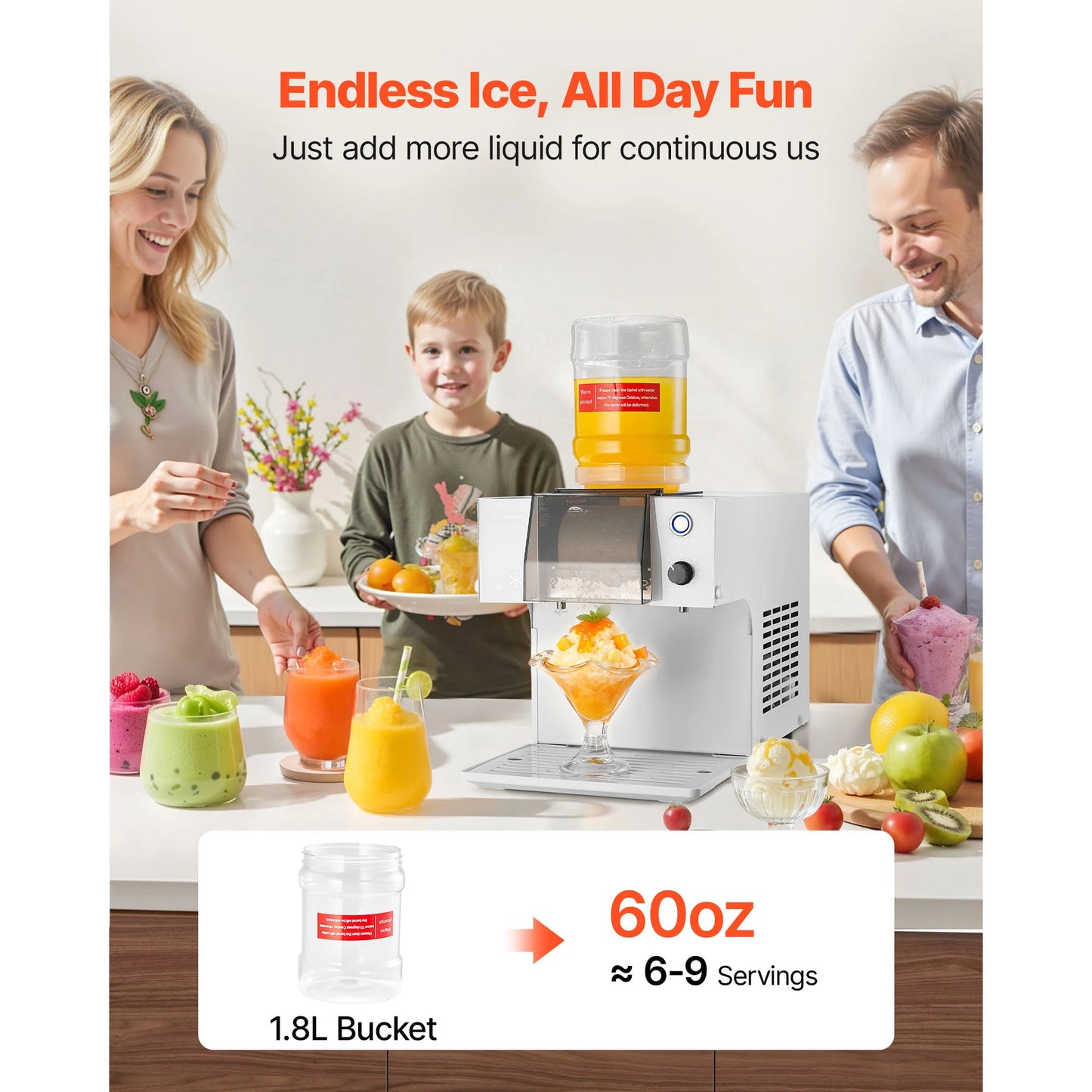 SucceBuy 40-80kg per 24H Snowflake Ice Machine Ice-Shaver Machine w/ Steel Blade Electric Snow Cone Maker 90S Fast Pre-Cooling