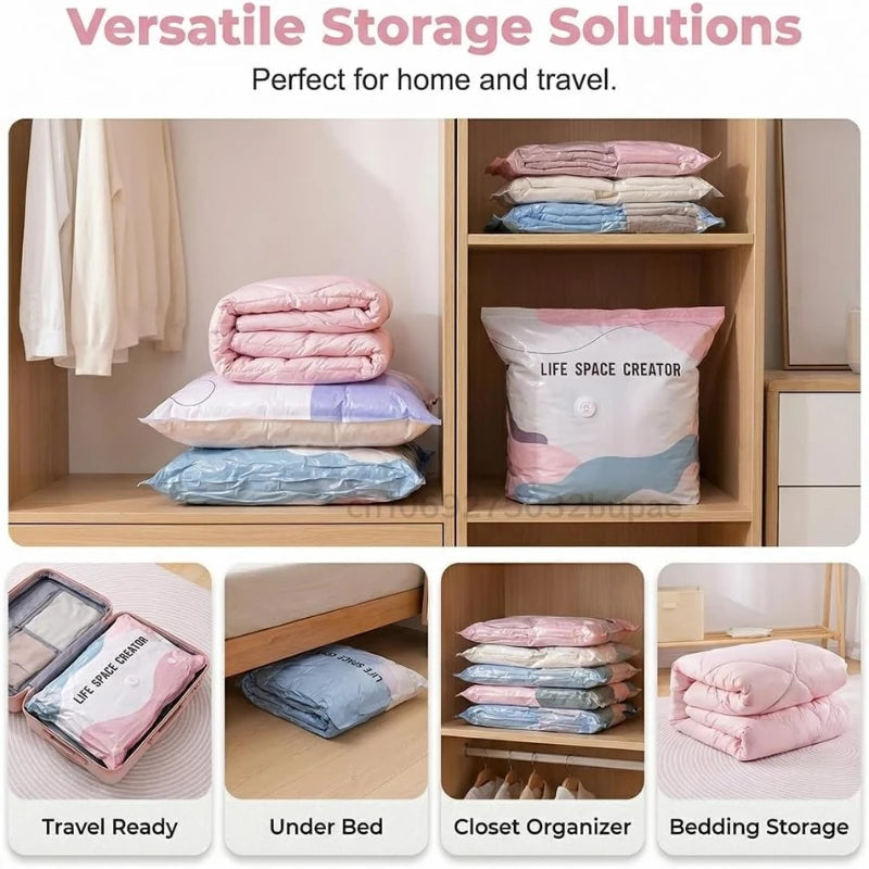 5 Pcs No-Pump Vacuum Storage Bags, Pump-Free Large Capacity Vacuum Storage Bags, Large Vacuum Compression Bags without a Pump fo