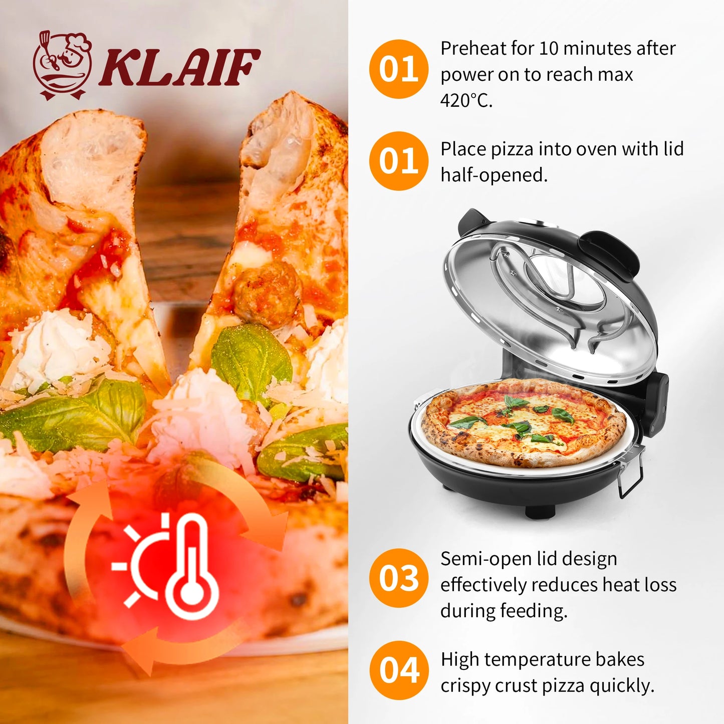 Household Electric Pizza Maker Oven Dual Independent Temp Control 420℃ Max Heat With 2Pcs 12" Plates Pizza Stone And Mineral Stone Grill Pan For Home Cooking