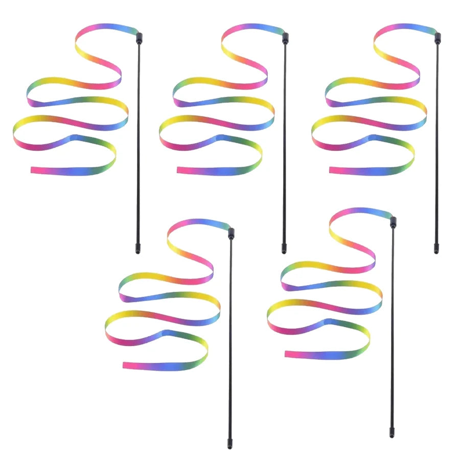 3/5 PCs Interactive Cat Teaser Wand Toy Colorful Cat Stick toys Pet Boredom Relief Toys for Cats Kitten Teaser Toy Pet Supplies