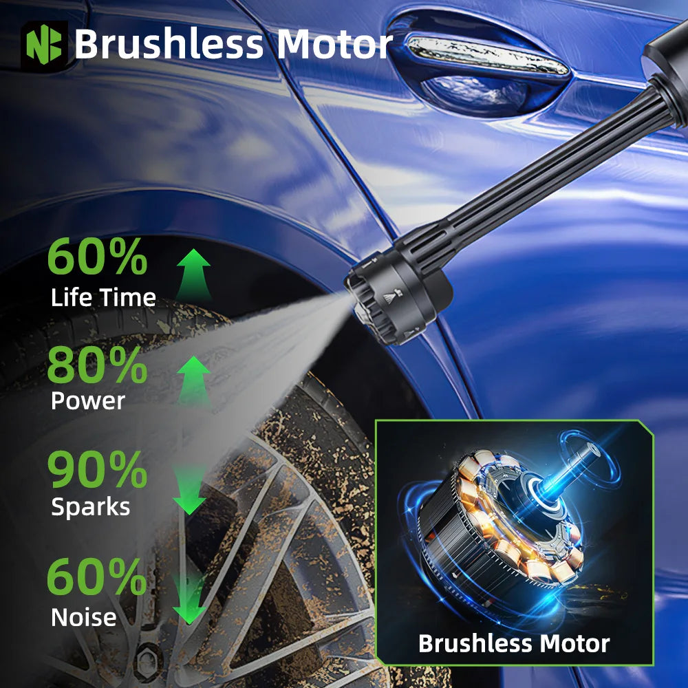 NEWBENY 3500W 200Bar Brushless High Pressure Car Water Gun Cordless Electric Spray Gun Garden Tool For Makita 18V Battery Pin