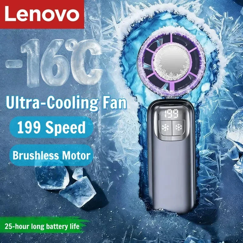 Lenovo Handheld Ventilator 199 Hoge Snelheid Koeling Ice Cooler Oplaadbaar USB Borstelloze Motor Turbo Jet Fan voor Buiten Reizen Kantoor
