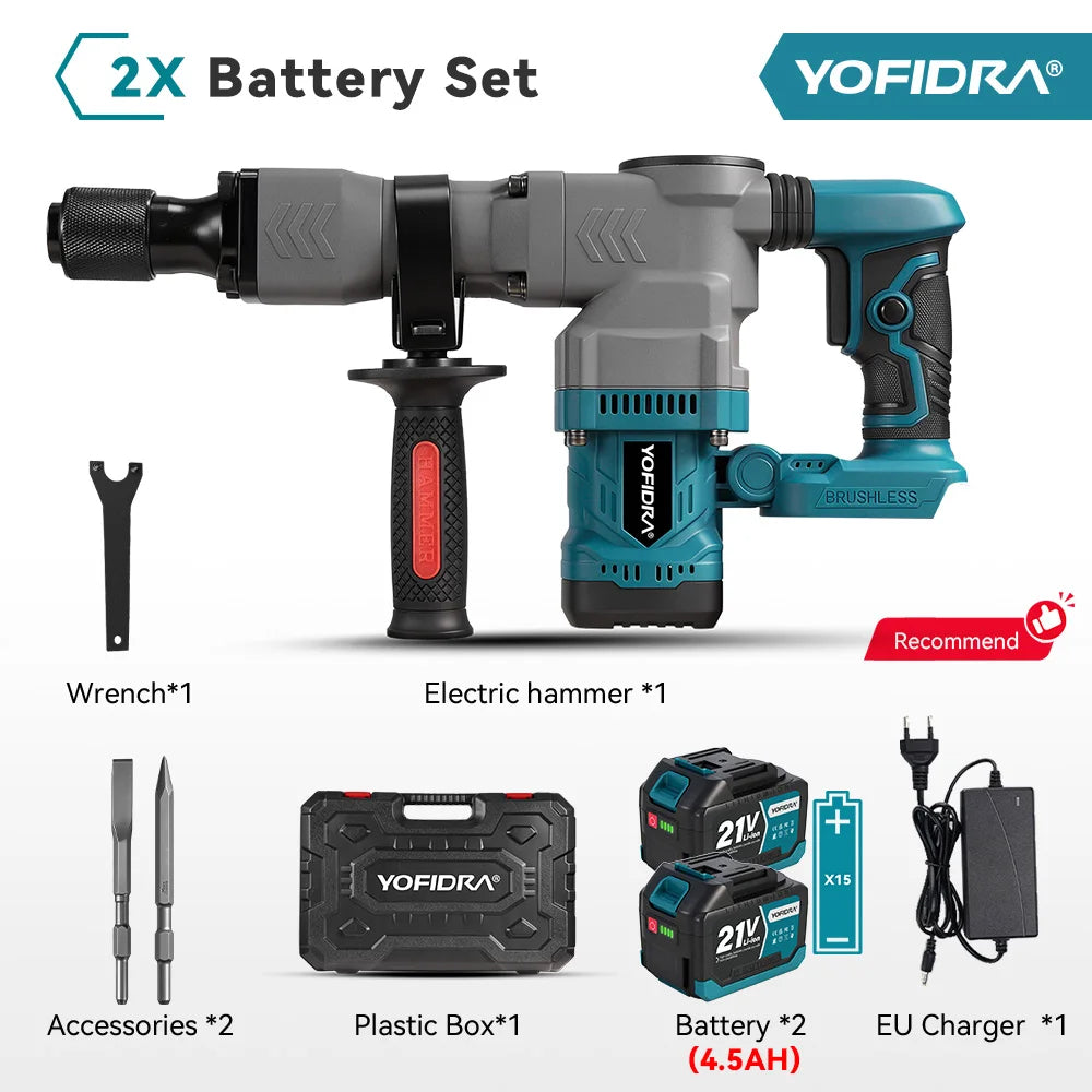 Perceuse à percussion et visseuse sans fil YOFIDRA 6000W, outil rotatif électrique haute performance compatible avec les batteries Makita