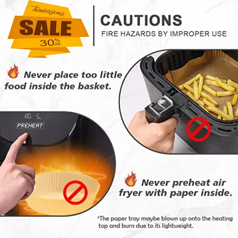 Air Fryer Paper Disposable Air Fryer Liners Paper Baking Paper Barbecue Plate NonStick Mat Kitchen Oven Oil AbsorbingPaper Tool
