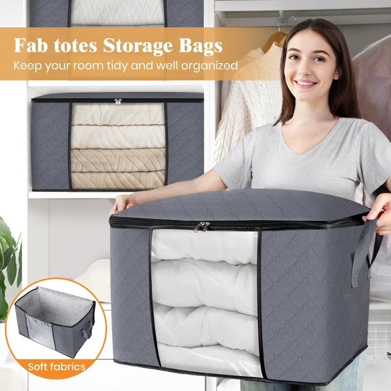 Foldable Large Capacity Storage Bag Clothes Blanket Storage Bags Storage Containers for Organizing Bedroom Closet Clothing