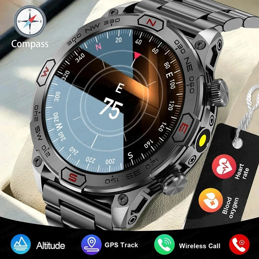 For Android IOS Outdoor Sport GPS Smart Watch Men 1.43'' 466*466 HD AMOLED Screen IP68 Waterproof Bluetooth Call Smartwatch 2024