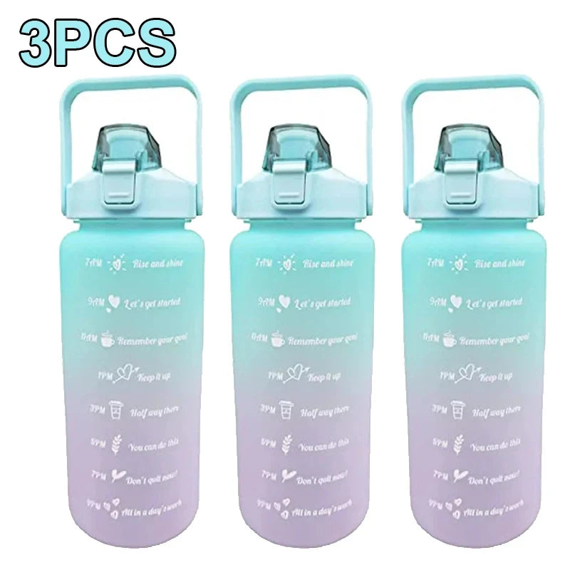 Water Bottle 2 Liter Stay Hydrated Motivated Leakproof Plastic Sport Bottle Reminder Times Sports Outdoor Fitness Office Indoor