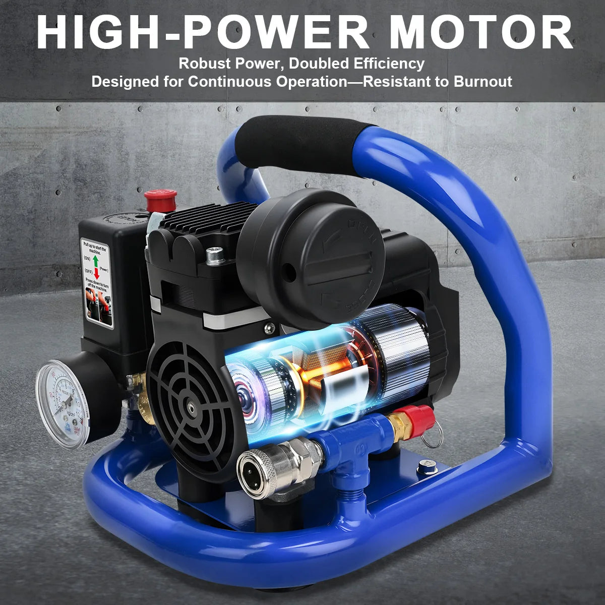 Compresseur d'air électrique Gisam 1,5 L, 8 bars, 120 PSI, sans huile, portable, pour réparation, gonflage de pneus, peinture automobile, bricolage, outil haute puissance pour batterie Makita 18 V