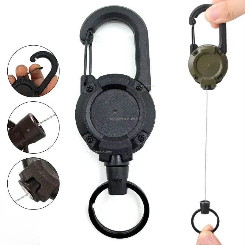 1/2/4pcs Extendable Retractable Holders Keychain Badge Reels Heavy Duty Clip with Carabiner Key Chain for Men Outdoor Bags
