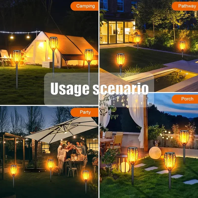 1/2/4/8/10Pcs Solar Flame Torch Lights Flickering Light Waterproof Garden Decoration Outdoor Lawn Path Yard Patio Floor Lamps